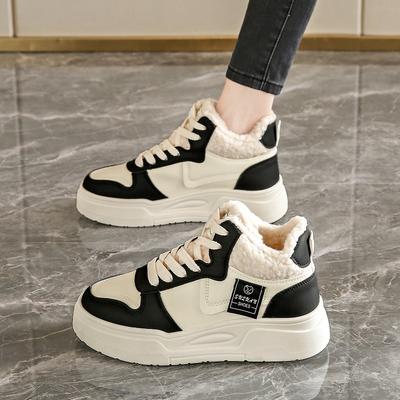Winter Velvet Warm Thick-soled Outdoor Cotton Shoes Women's High-top Ins Student Leisure Sports Women's Shoes