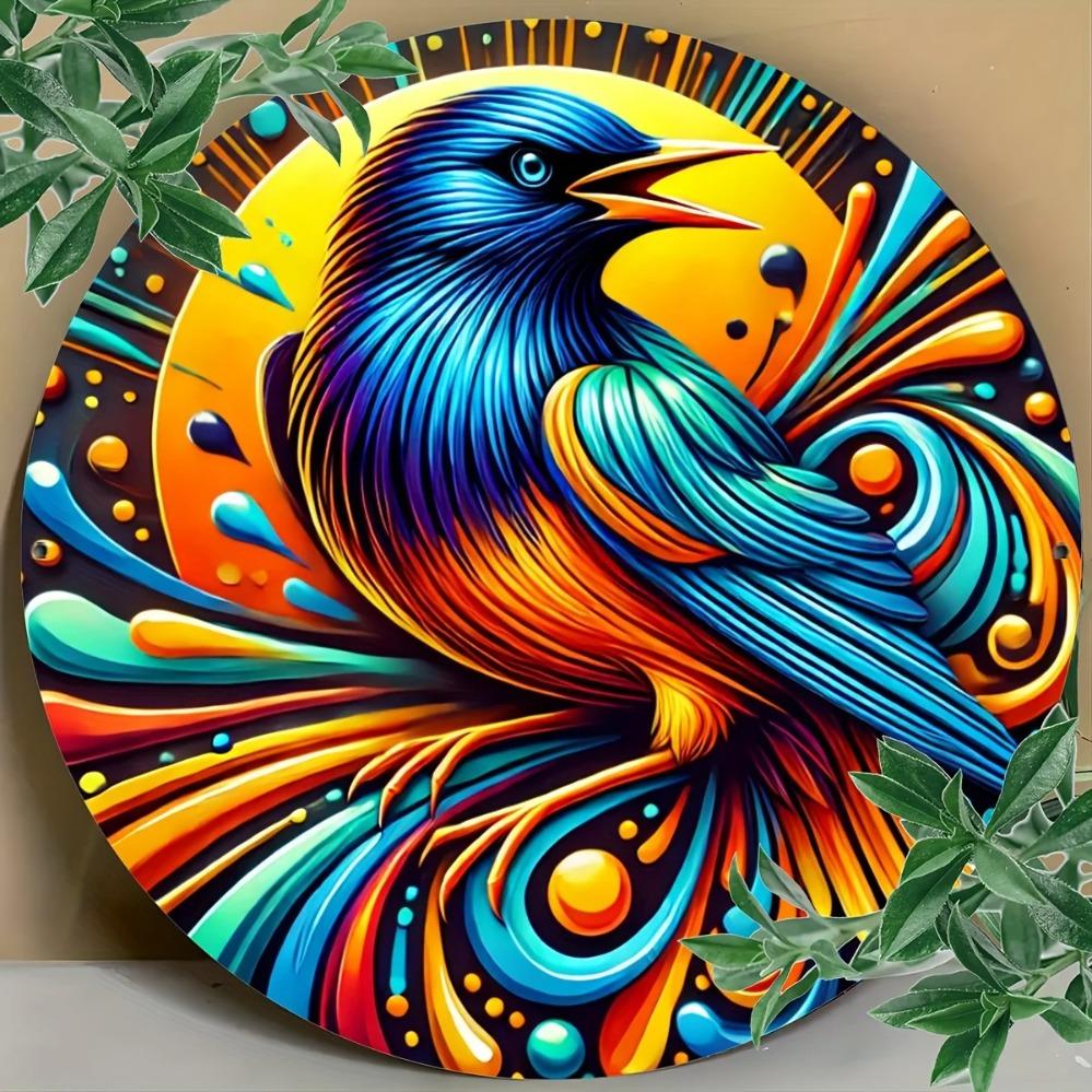 

Gothic Crow Metal Wall Art Halloween Decor Home Office Pre Drilled Holes 20x20 колір зеленого яблука