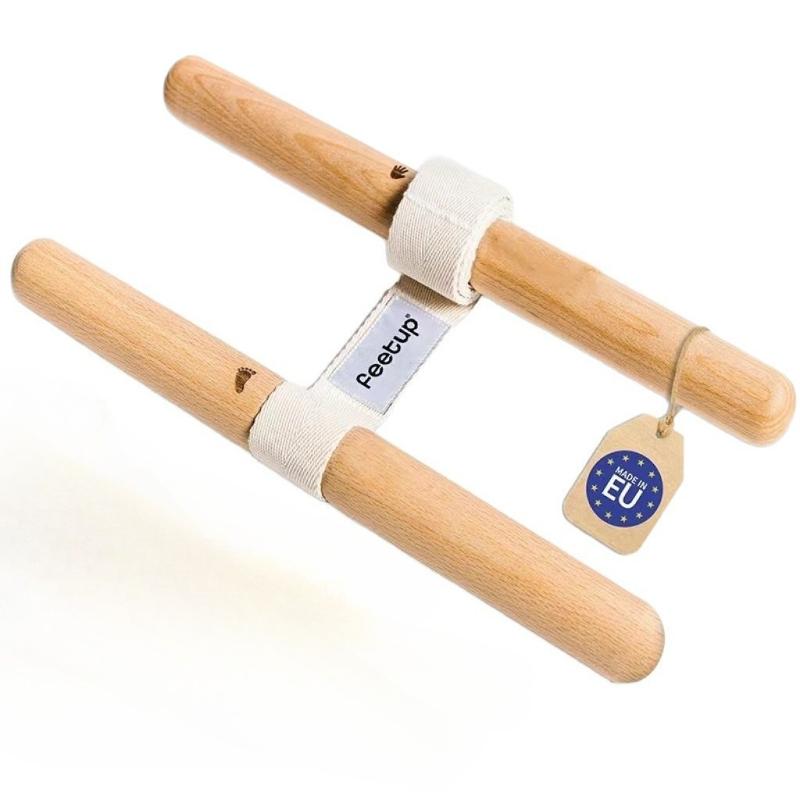 

Портативный растягивающийся брусок с ручкой из бука - Фитнес-инструмент с эластичной лентой для йоги, домашнего спортзала и гимнастических тренировок (компактный)