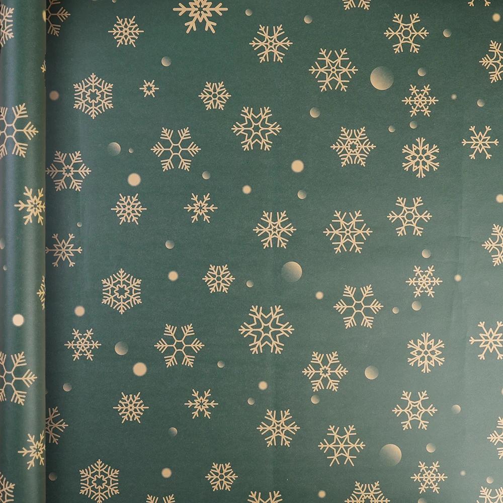 1/10rolls Christmas Kraft Wrapping Paper Red Green DIY Xmas Tree Santa Claus Snowflake Patterns Gifts Craft Packaging Party Home