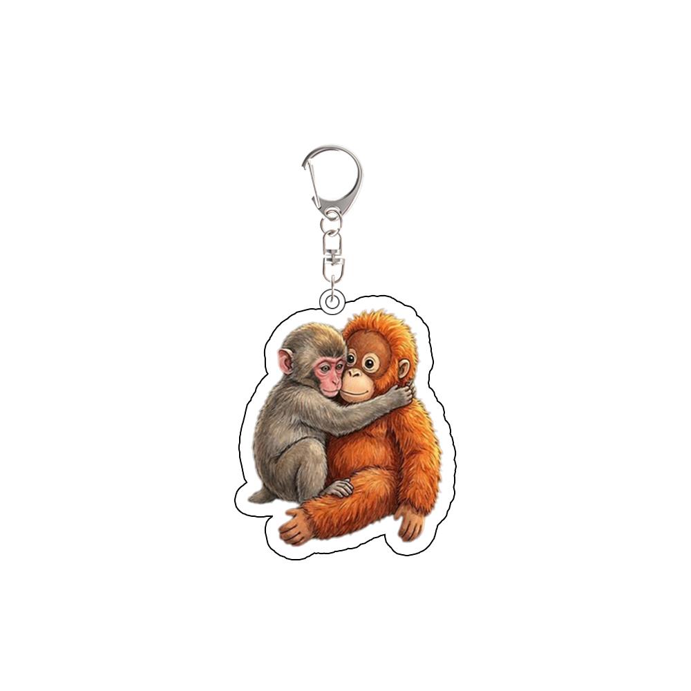 

For Cute Zoo Punch Baby Monkey Acrylic Keychain Peripherals Exquisite Creativity Cartoons Backpack Pendant Fans Friends Gifts