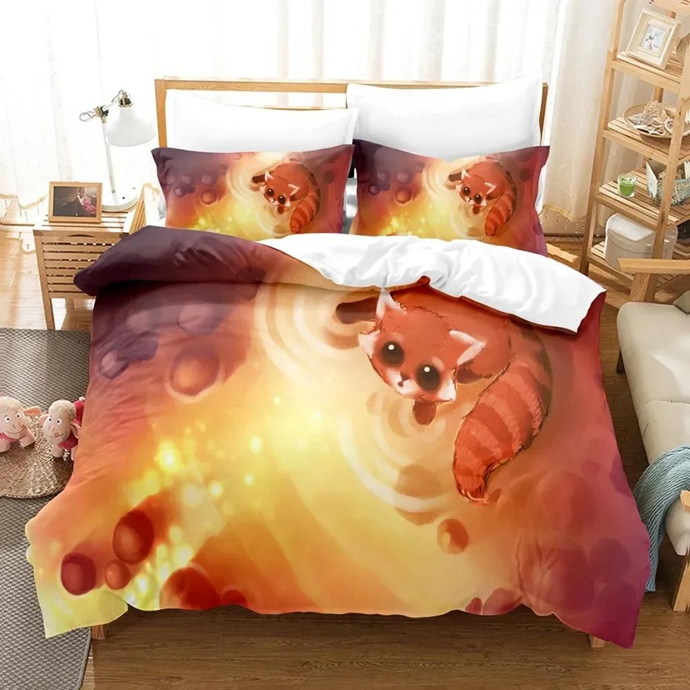 3D Bettwäsche-Sets Kleiner Panda Bettbezug-Set mit Kissenbezug Twin Full Queen King Bettwäsche Bettwäsche