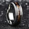 Fashion copper Color Men Stainless Steel Koa Wood Rings Sawtooth Edge Engagement Rings For Men Women Wedding Party Jewelry Gifts