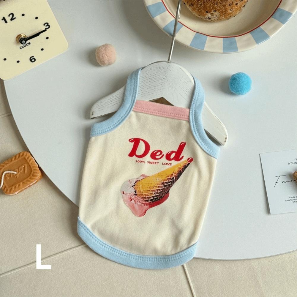 Cartoon Print Pet Ice Cream Camisole Vest Thin Breathable Comfortable Clothing Small Dog Dress Pet Tank Top Puppy Teddy