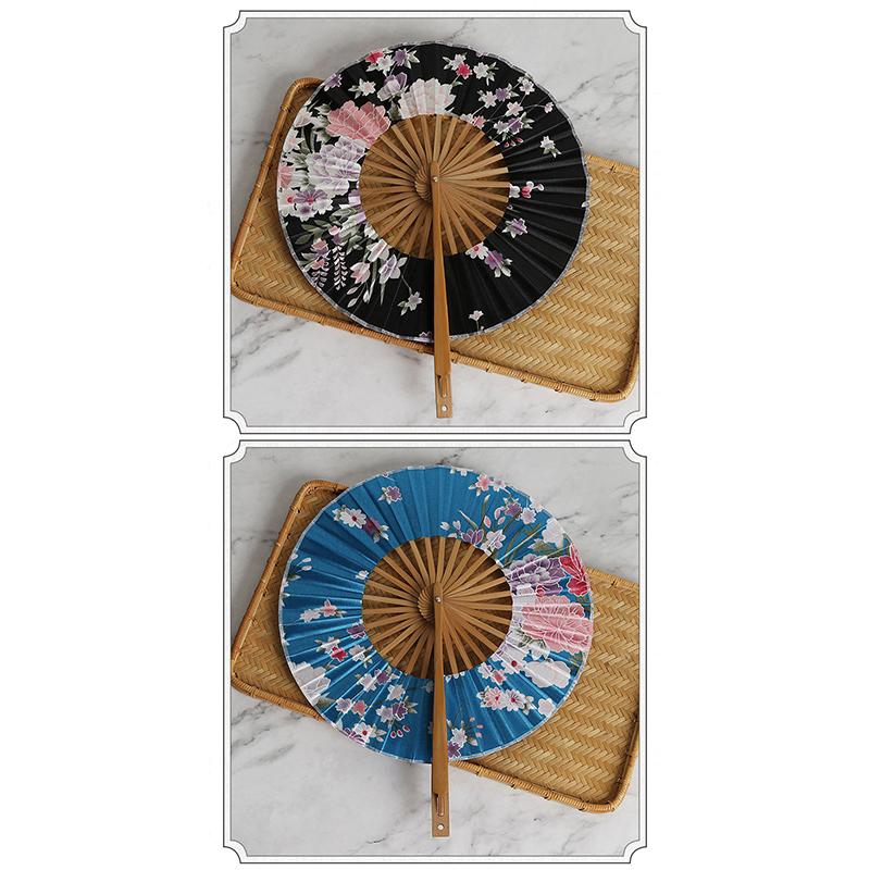 Runder Bambus-Handfächer Chinesischer Stil Blumenmuster Tragbarer Faltfächer Mit Quaste Hochzeitstanz Handgehaltene Fächer Party-Dekoration Geschenk