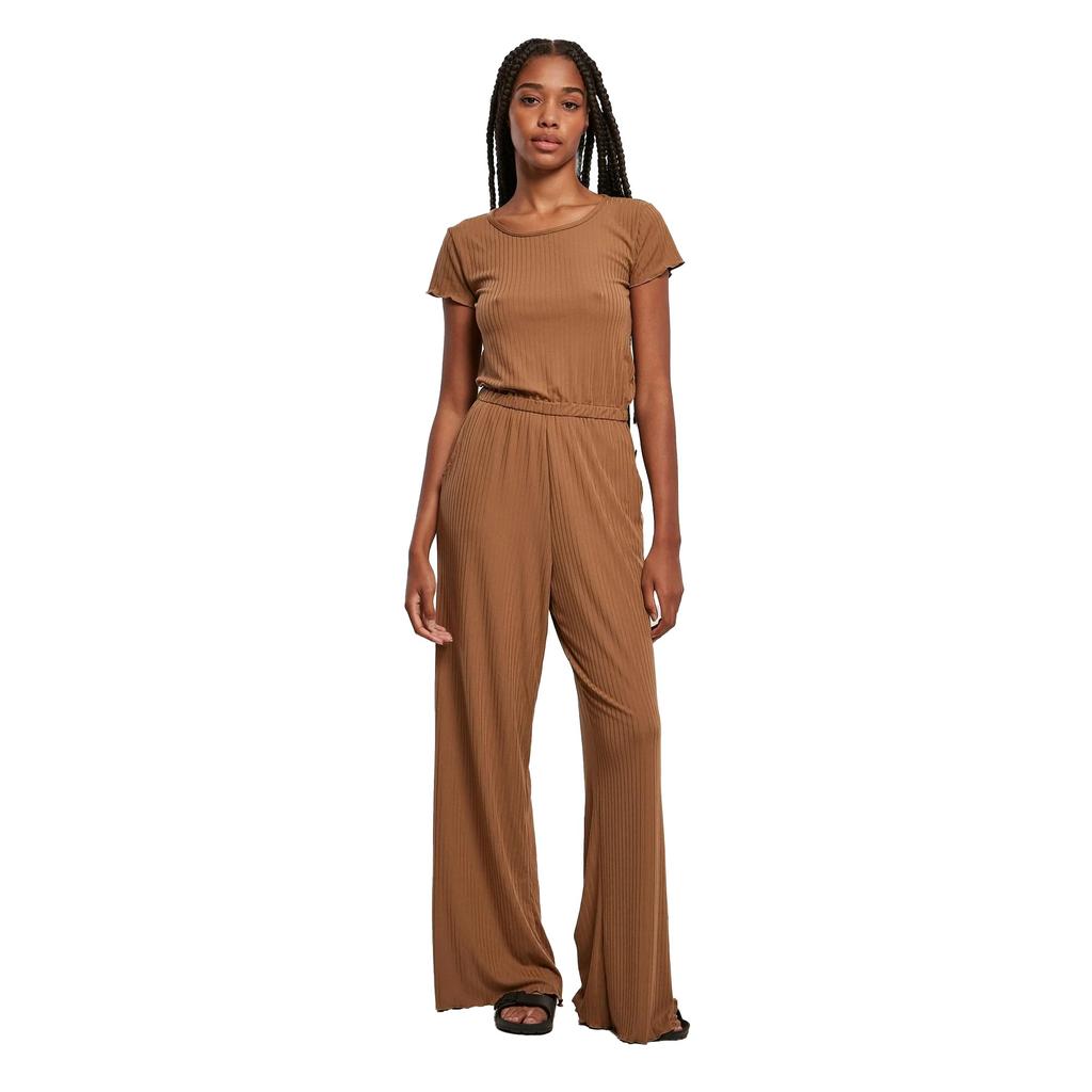 Urban Classics Womens/Ladies Ribbed Wide Leg Jumpsuit