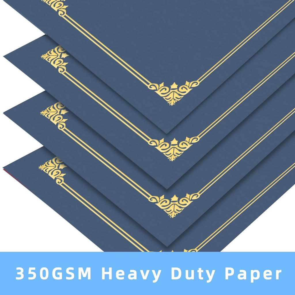 HAUTOCO 10 Pack Certificate Holders, Navy Blue Diploma Holders, Document Award Covers Certificate Folders with Gold Foil Border for 8.5x11 Letter
