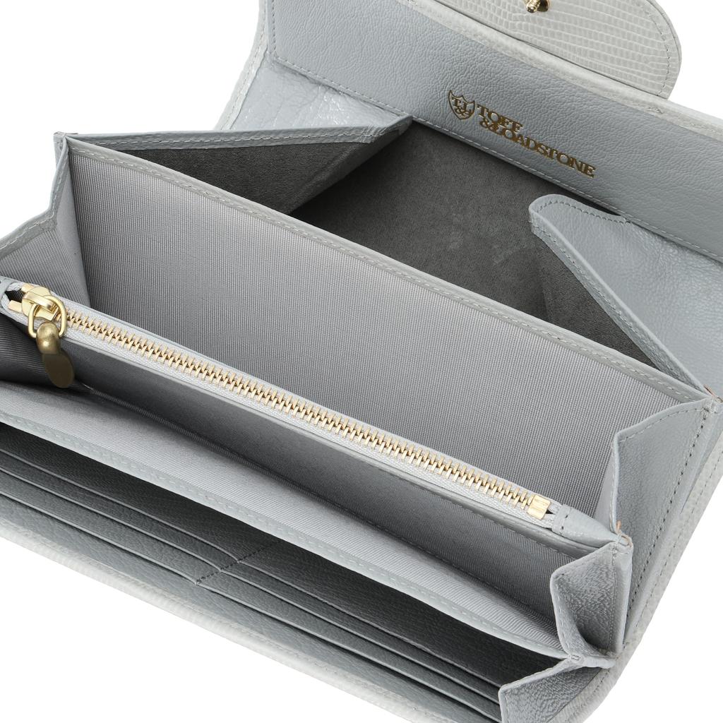 and Flap Long Wallet Lizard Horseshoe Brass Hardware Long Wallet Long Wallet One Size Clear Gray [Toff Roadstone]