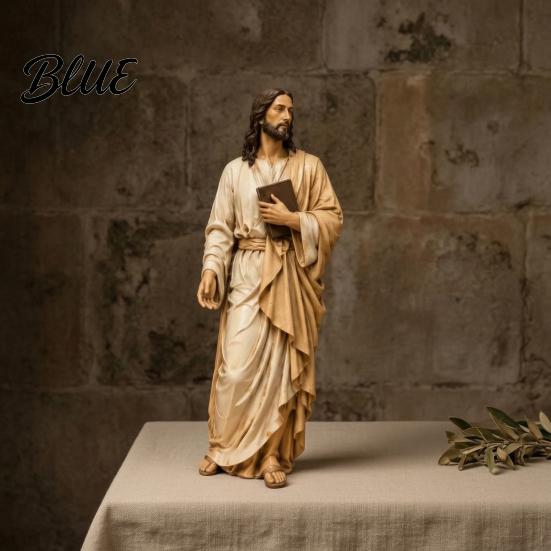 Small Religious Figurines for Shelves Jesus Reading Book Resin Figurine Statue Bookshelf Mantel Prayer Inspirational Study Room Decor Nook