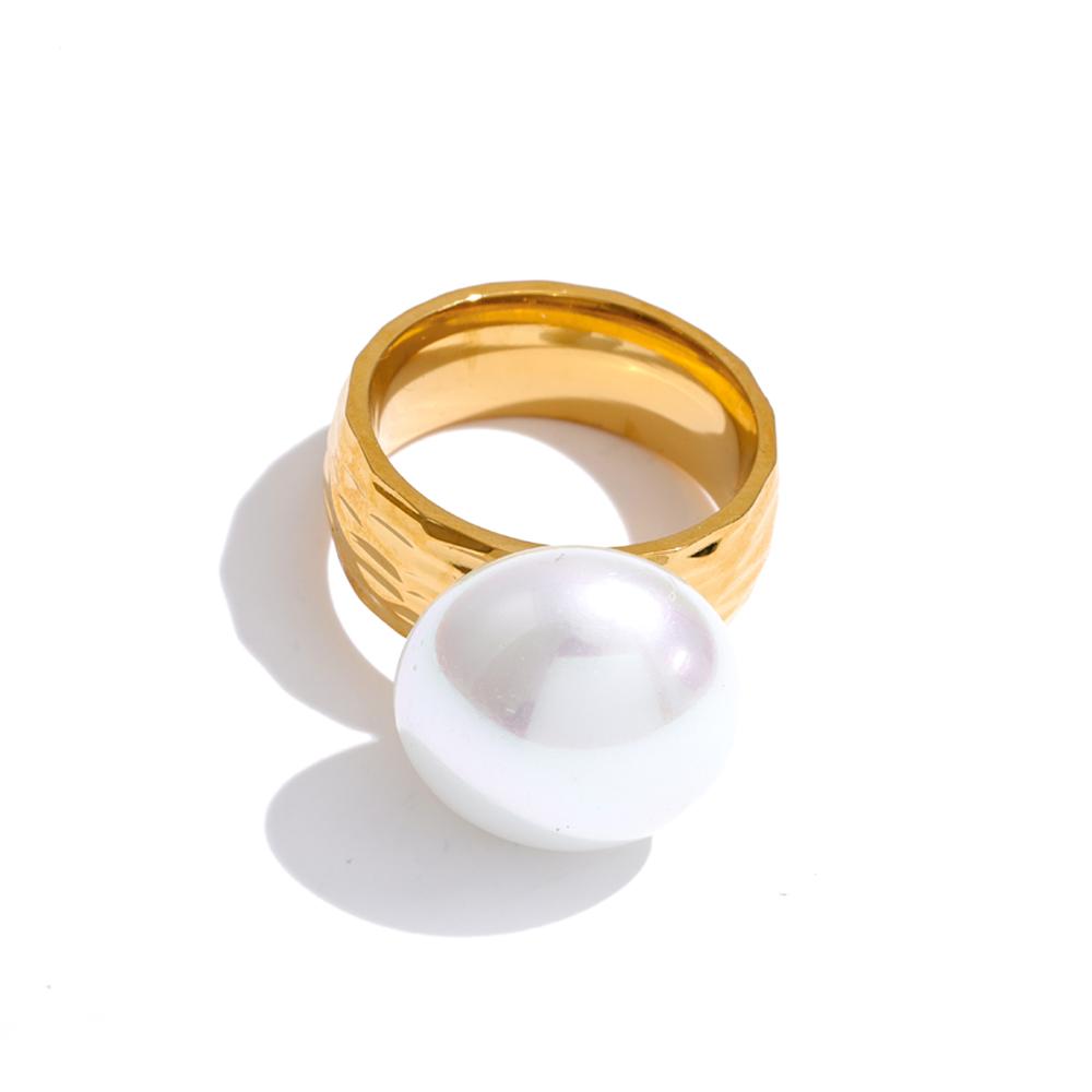 

Yhpup Size 6789 Stainless Steel Round Big Shell Pearl Ring 18K Gold Color PVD Plated Stylish Chic Modern Jewelry 2026 Recommend 6