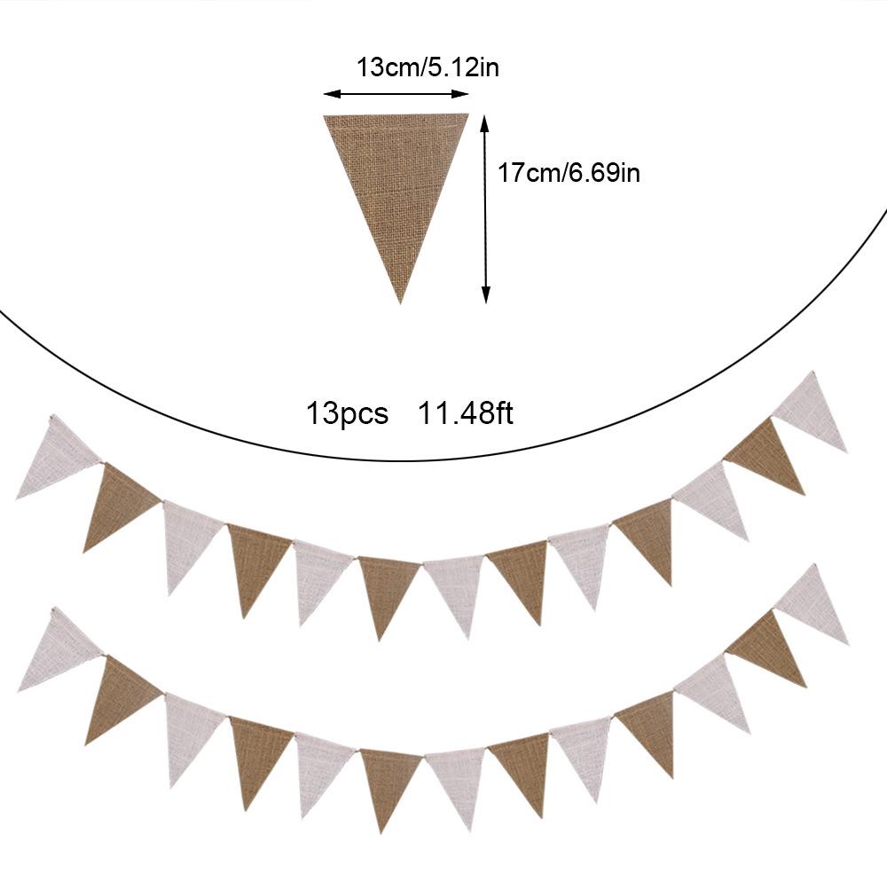 White Linen Jute Pennant Banner for Christmas Wedding Party Decoration