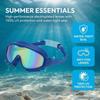 2 Pack Attached Earplugs Kids Swim Goggles Adjustable Comfortable Anti Fog Goggles Anti-UV with Nose Clip Waterproof Goggles
