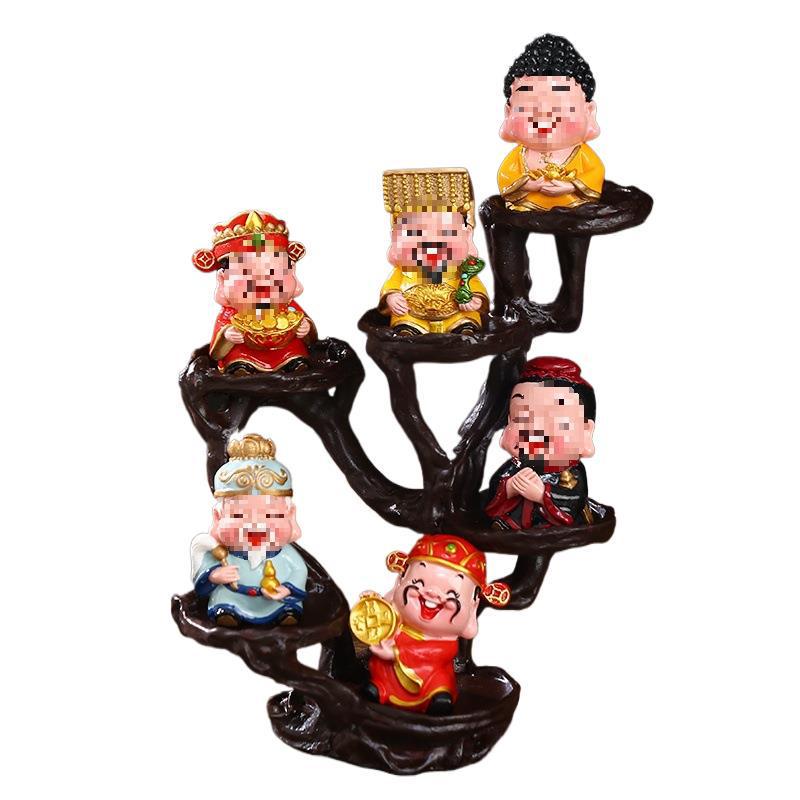 Five Fortune Gods Figurine for Office or Home Decor, Perfect for Entrances, TV Cabinets, Shop Openings, and Housewarming Gifts