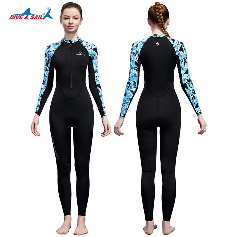 Thin Diving Suit Women's One-piece Long-sleeved Sunscreen Lycra Swimsuit Snorkeling Surfing Quick-drying Jellyfish
