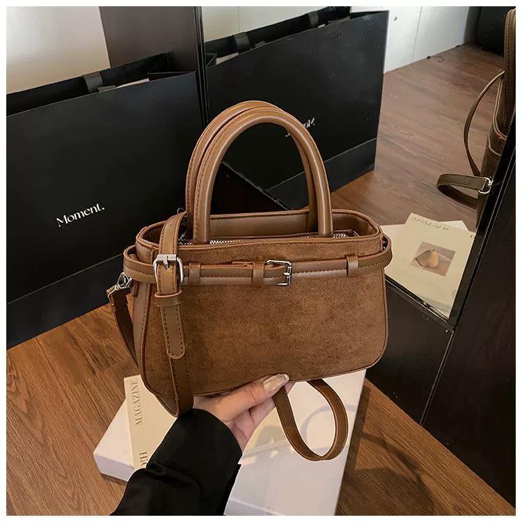 Retro Suede Crossbody Bag Women's Handbag Faionable Small Square Bag Casual Sle Single Oulder Strap Soft PU Material