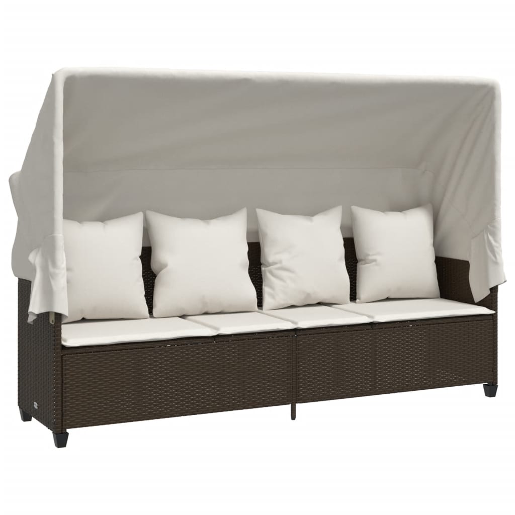 Vidaxl 5-Cz. Garden Furniture Set With Cushions, Brown, Poly Rattan