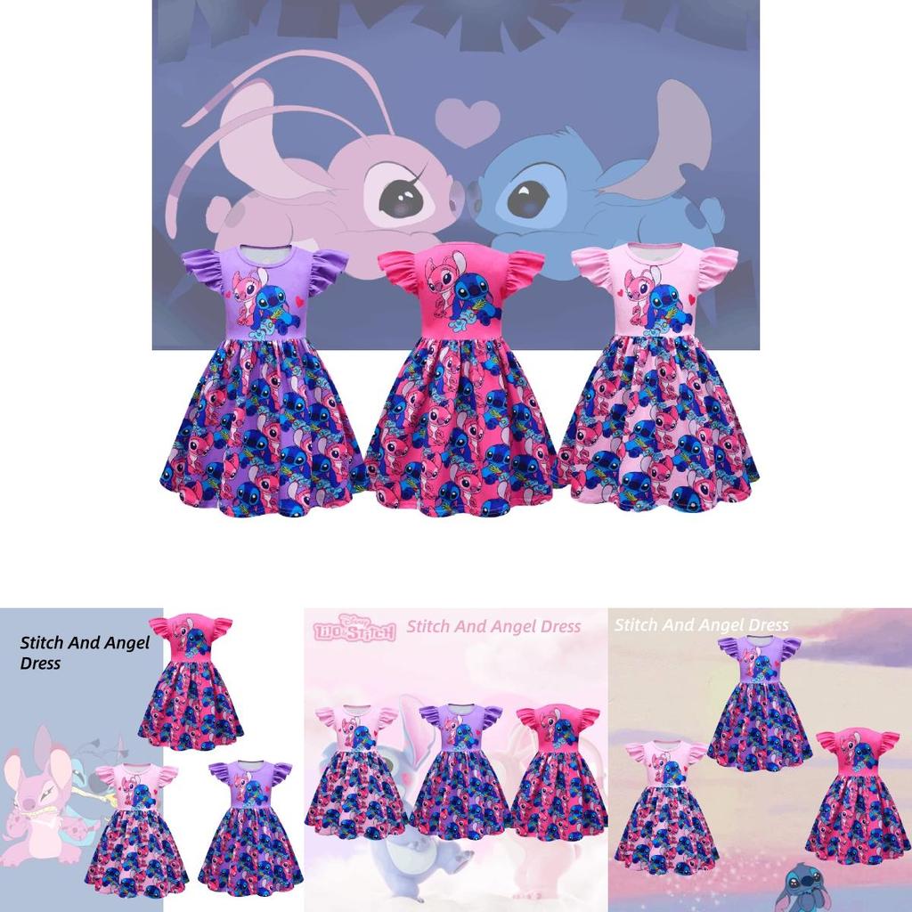 New Arrival Girls' Star Baby Stidi Dress A-line Dress With Flying Sleeves