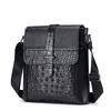 Men's Crocodile Print Single-shoulder Bag, Retro Genuine Leather Men's Crossbody Bag