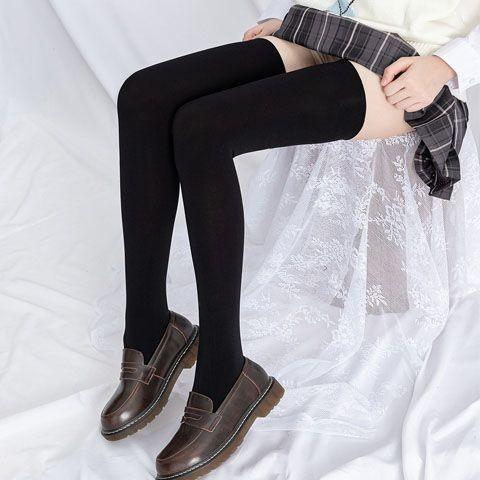 Extended long tube knee stockings black velvet socks high tube socks thigh socks women's black stockings silicone non-slip