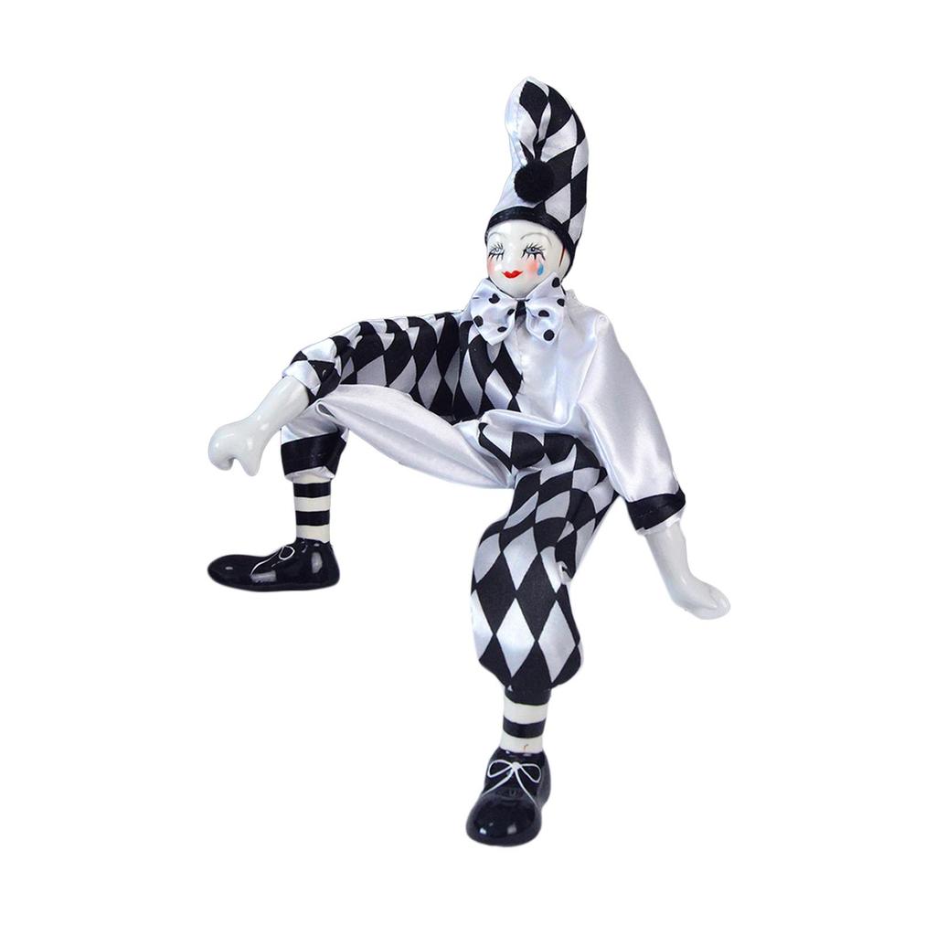 Porcelain Clown Doll Harlequin 15inch Vintage Collections Toy Dolls Figurine Model