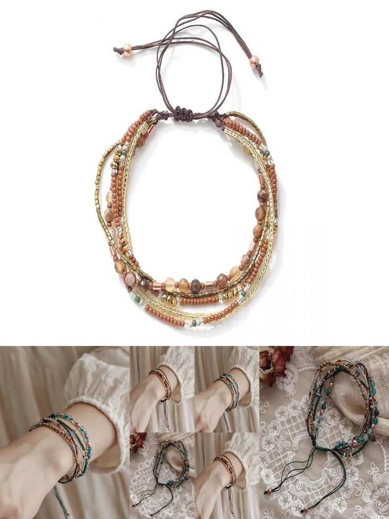 Adjustable Colorful Beaded Bracelet For Women Bohemian Summer Handcrafted Jewelry