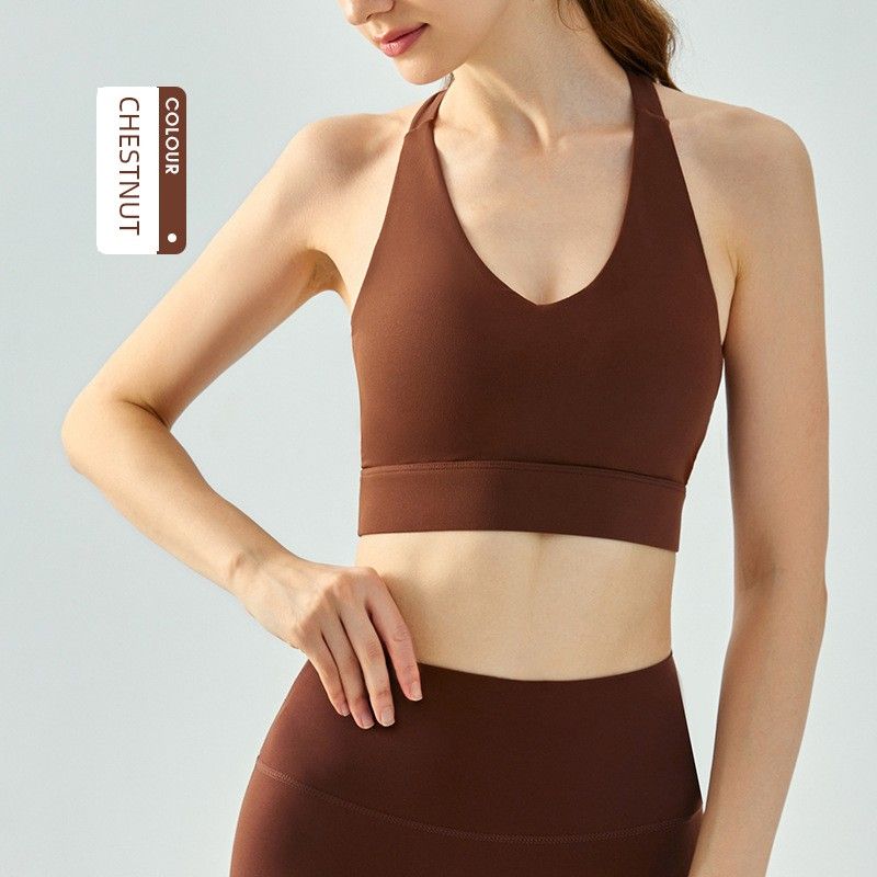 Fixed Cup with Chest Pad Summer Yoga Vest Exercise Strap Backless Bra Running Exercise Underwear Cycling Tops