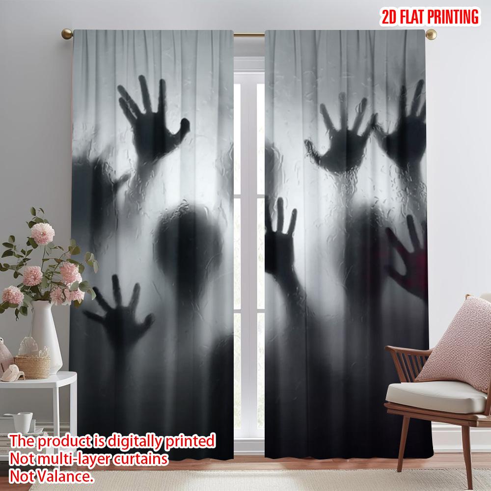 2pcs   Plane Printing Light Filtering Curtains Ghost Silhouette Polyester Easy Install (without Rod) Home Decor Use for Various