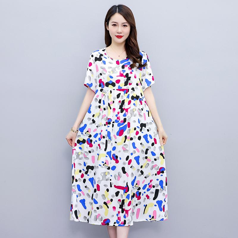 Casualowe letnie sukienki damskie z krótkim rękawem Eleganckie długie sukienki dla pań