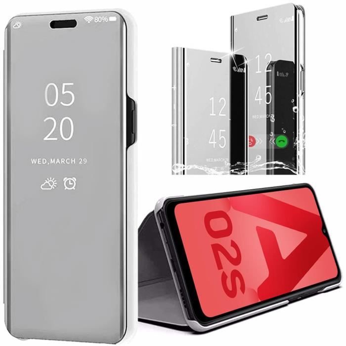 Coque de Protection - PROSHOP - Samsung Galaxy A02S - Argenté - Effet Miroir - Smart Case
