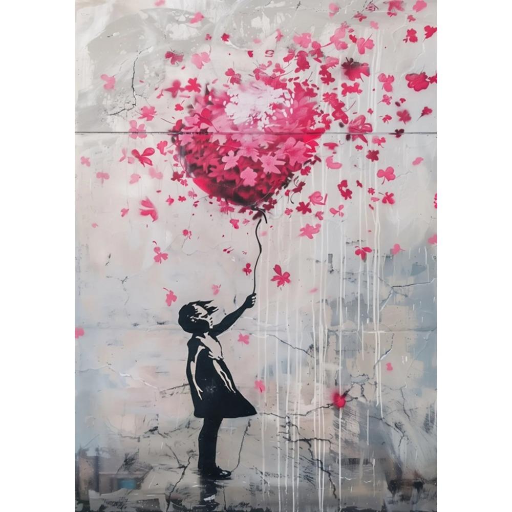 Pop Street Graffiti Wall Art Poster Banksy Ragazzo Ragazza con Palloncino su Tela Poster Stampe Pittura Soggiorno Decorazione Casa Regali