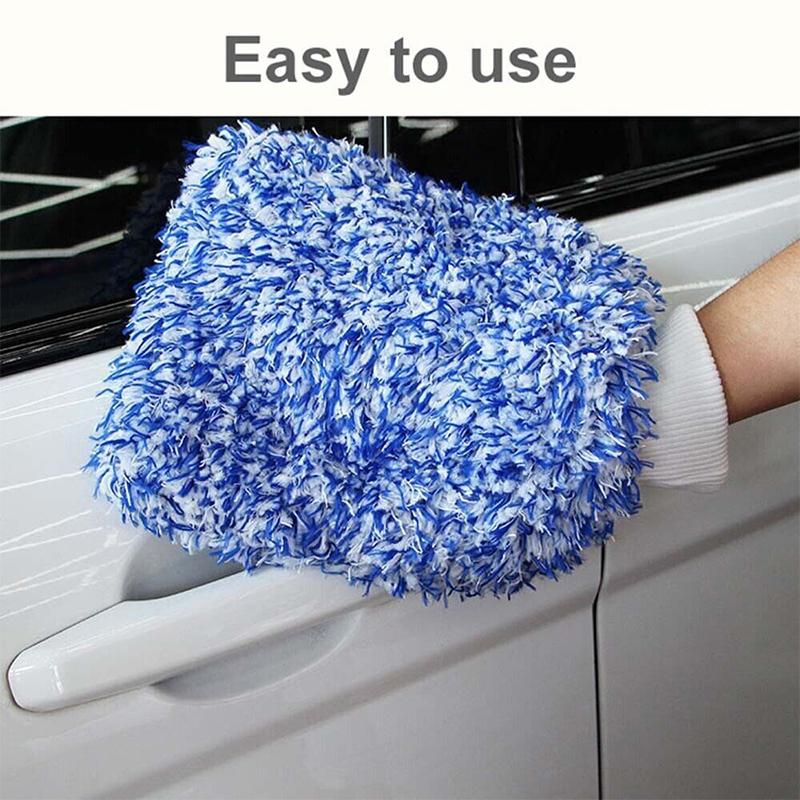 Double-sided Thickened Microfiber Car Washing Gloves Manual Cleaning Tool Maintenance Care Absorbent Gloves Mitt Car