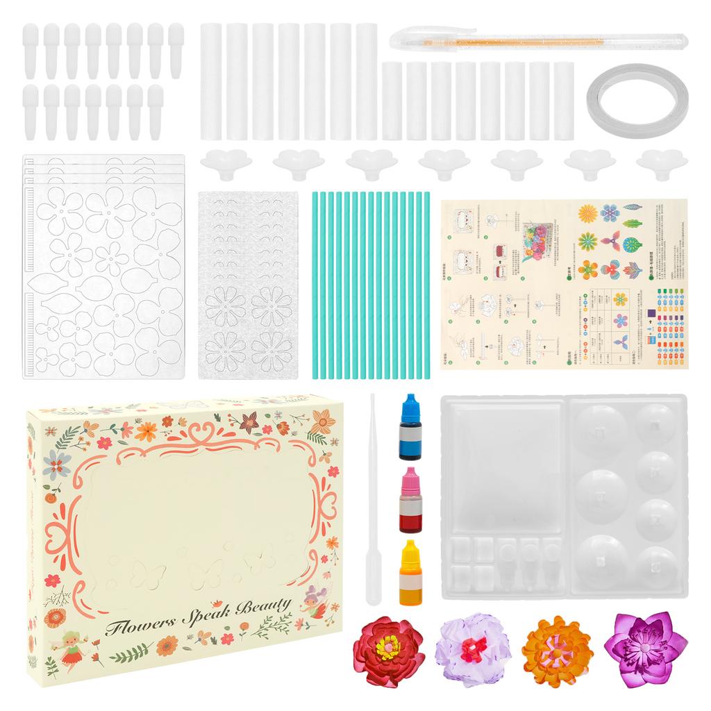 1 Set DIY Magic Petal Flower Kits Create 3D Blossoms with Various Flower Paper Model DIY Petal Floral Art Set for Friend Teacher