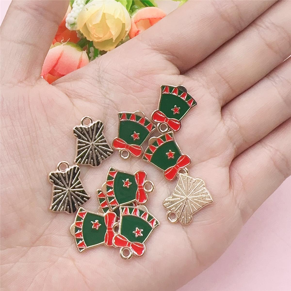 

10 шт., аксессуары для самостоятельного украшения, ожерелье, серьги, ювелирные изделия, кулон ручной работы, бусины, рождественские материалы из сплава Small bell