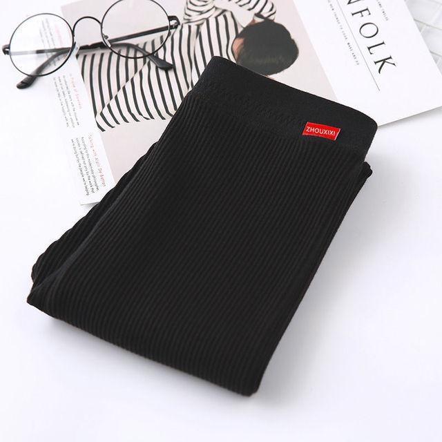 Teplé legíny s vysokým pasem Přidat Bavlna Podzim Zima Tenké pletení Ležérní legíny Dámské Jednobarevné Kalhoty s vysokou elasticitou