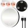 Portable Rechargeable Magnifying Mirror with 3-Color LED Light Suction Cup base of operations Dimmable Ideal for Travel and Makeup Use Men Women