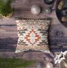 TOMKEY Cushion Cover with Hidden 16x16 Tribal Reddish Ethnic Decorative Cotton Cushion Home Decor Zipper, Inch, Pattern, Brown, Ornament, Triangle,