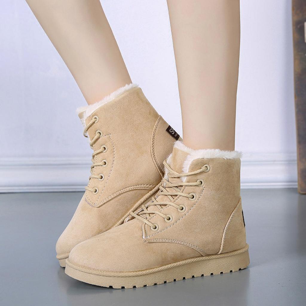 Snow Boots, Women's Shoes, Short Boots, Warm Shoes, Lace Up Shoes, Flat Shoes, Cotton Shoes, Plush Martin Boots
