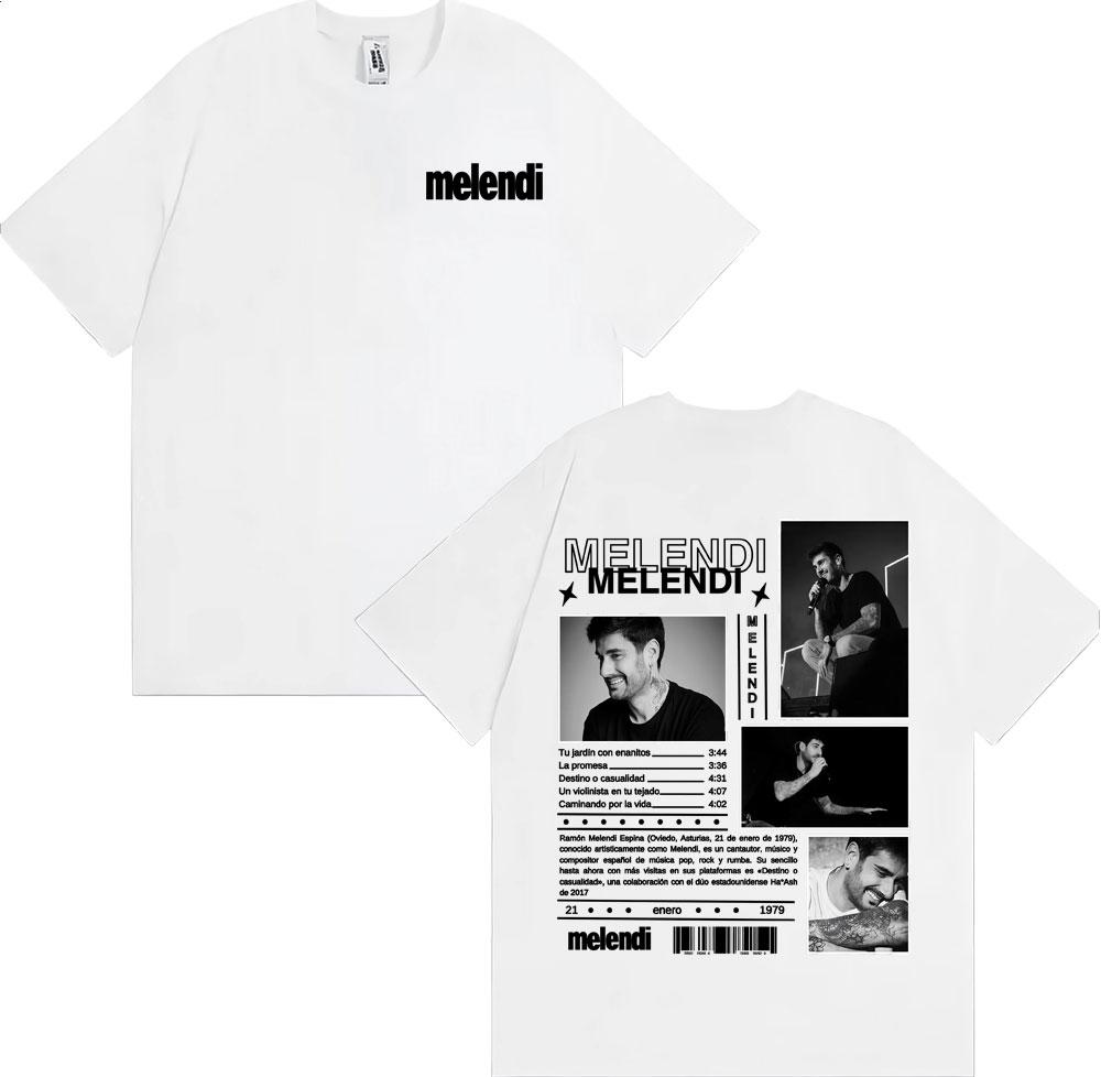 Rapper Melendi Album Tour 2025 Cover Print T Shirts for Men Harajuku Hip Hop Streetwear T-shirt High Quality 100% Cotton T Shirt