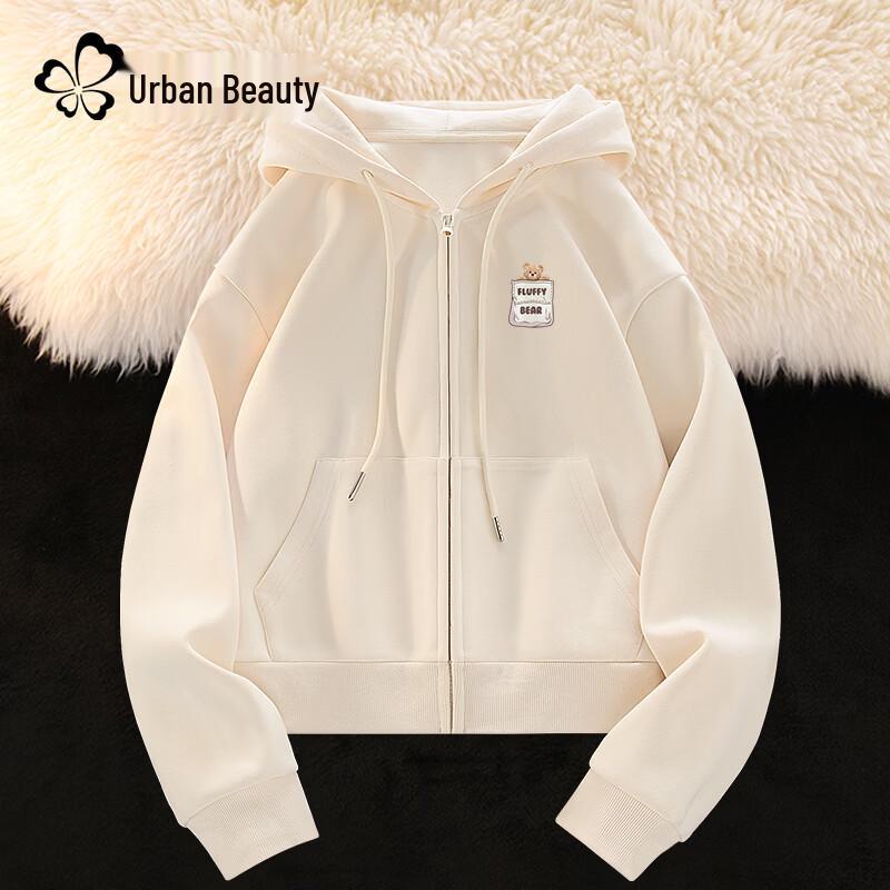 Women's Hooded Zipper Sweatshirt with Bear Pocket