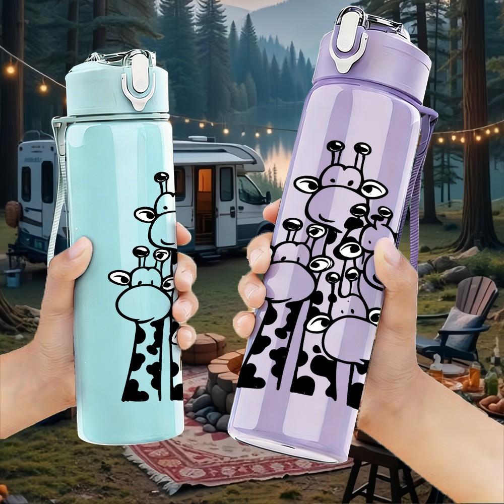 1PC Simple Clown Figure Print 750ml Color Plastic Sports Water Bottle Leakproof Flip Straw Lid Suitable for Sports Office Home Use
