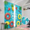 2pcs 2D Flat Printing Curtains Summer Pool Party Pineapple 100% Polyester Without Electricity Festive Wall Decor Perfect for
