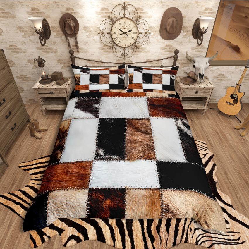 Homewish Animal Print Duvet Cover Set,Woodland Wildlife for Teens Bedding Set,Flower Love Heart Decor