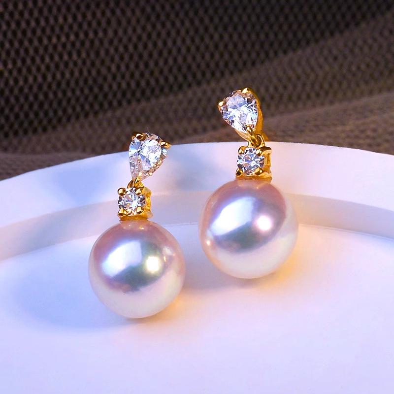 Zhuji S925 Silver Freshwater Pearl Stud Earrings - Mermaid Tears Collection