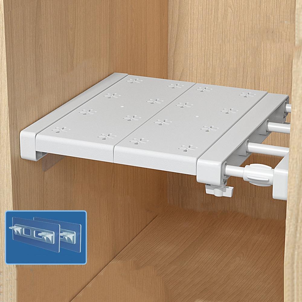 Wall Mounted Retractable Layers Board Punch-free Closet Dividers Wardrobe Storage Shelf  Bedroom