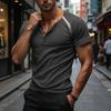 Men Casual Three Button Short Sleeve Henley Shirt Trim Raglan Crewneck Lightweight Summer Top