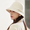 Winter hat women's big head circumference felt hat high-end sense elegant temperament top hat basin hat