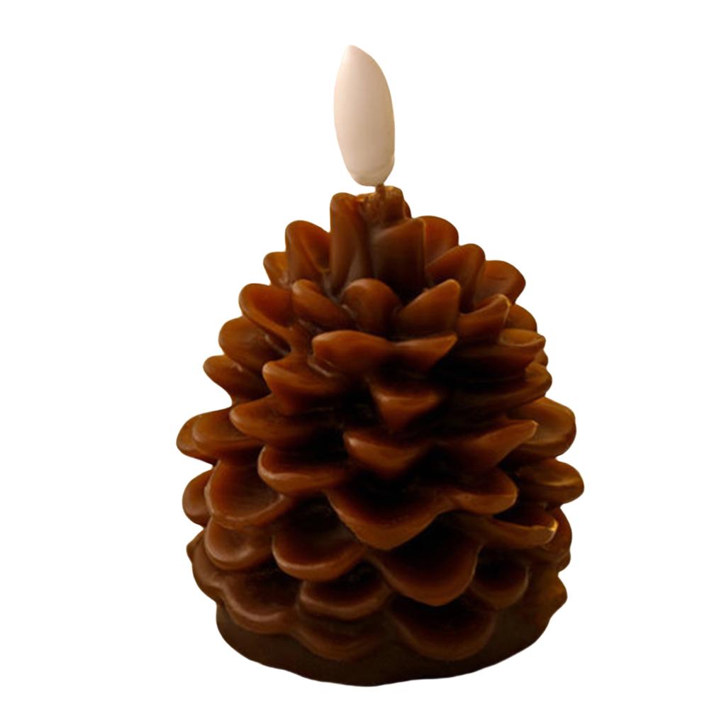 Pack of 2 LED Pine Cone Candle Pinecone Shaped Realistic Wax Candles Flameless Candle for Christmas Holiday Decoration
