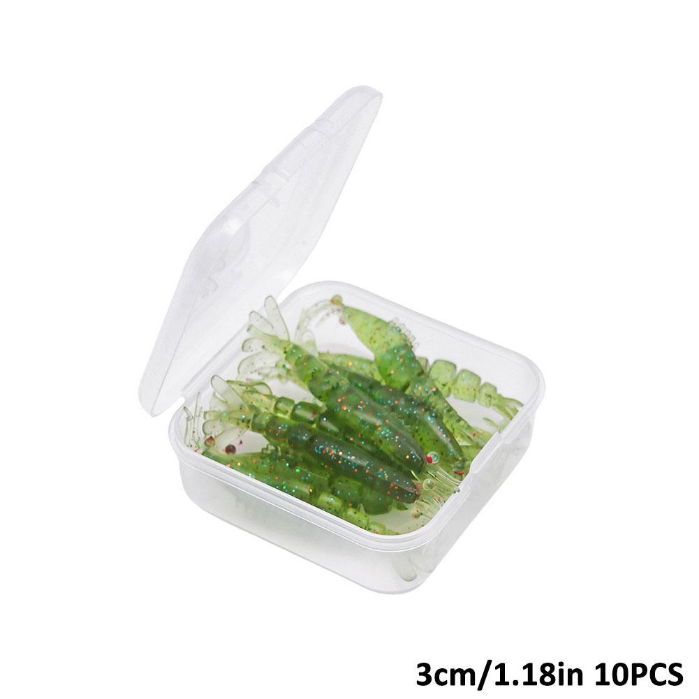 10Pcs/box Silicone Shrimp Lure Bait Mini Soft Grass Shrimp Glow-in-the-dark Bait 3cm/4cm Transparent Fake Baits Fishing Lures