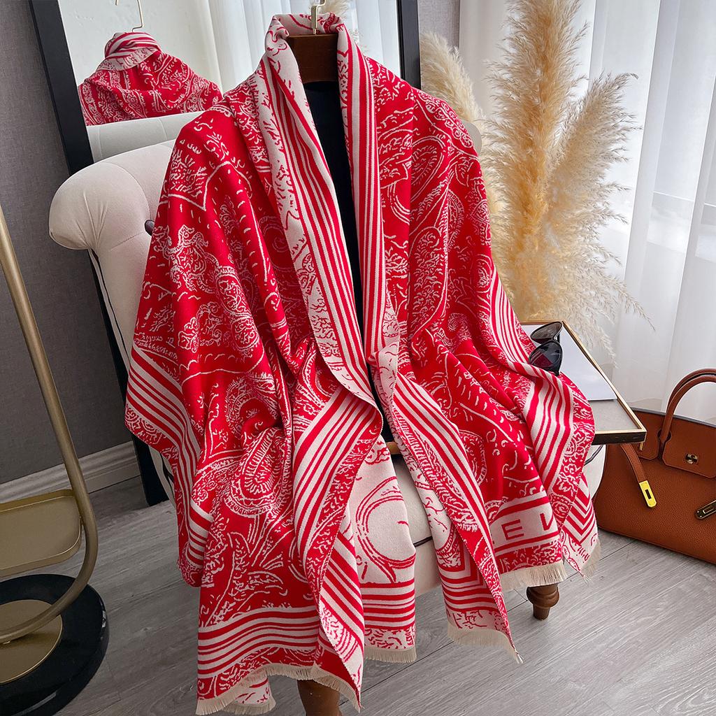 Luxury Cashmere Plaid Scarf Winter Women Pashmina Shawls Warm Blanket Wraps Female Foulard Bandana  Thick Scarves Hijab