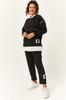 Set Trening Dimensiune Mari Moda Femei Plus Size Alb Garni Set Trening Detaliat Negru